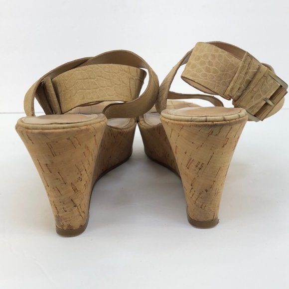 Via Spiga Ankle Wrap Cork Heel Wedges, Size 8.5 - Picture 5 of 8
